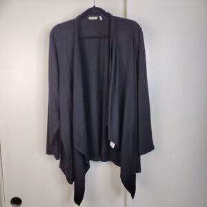 LOGO Lounge Open Front Cardigan Womens Plus Size 3X Black Waterfall Sweater